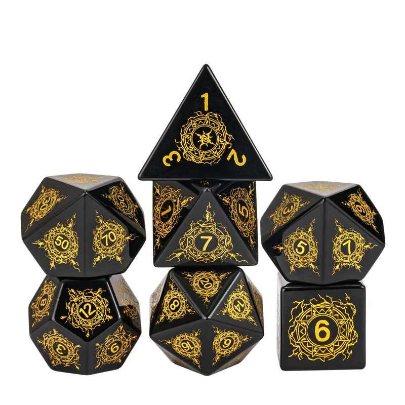 Obsidian Gemstone Lightning Dice Set