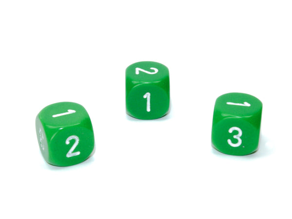 Chessex D3 Dice Green w/White