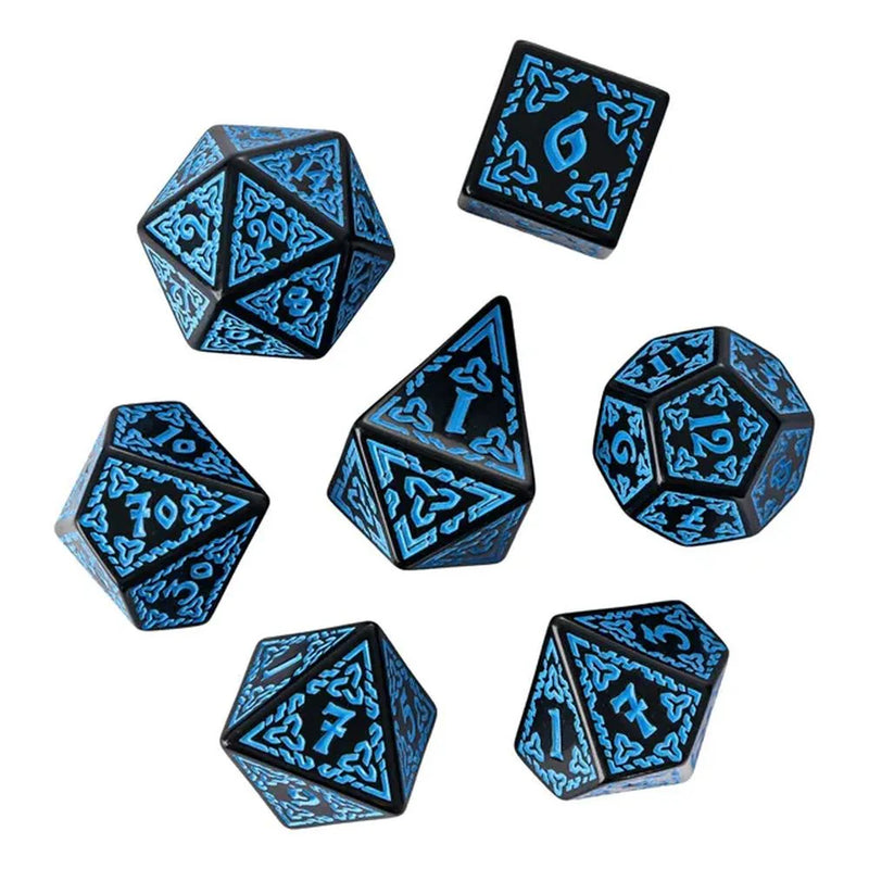 Fate's Diviners - Blue Celtic Knot Polyhedral Dice Set