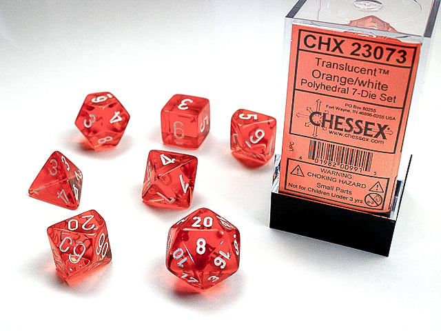 Polyhedral Translucent Orange Dice Sets