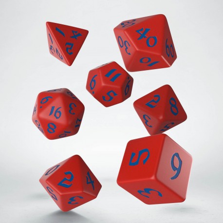 Runic Polyhedral Red And Blue RPG Dice Set